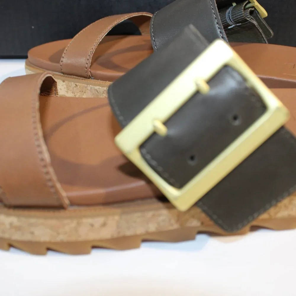 NIB Sorel Roaming Buckle Slides Velvet Tan 10 Women Sandal - Picture 5 of 7